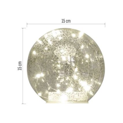 LED kalėdinė dekoracija 20xLED/3xAA, kamuolys skersmuo 15 cm