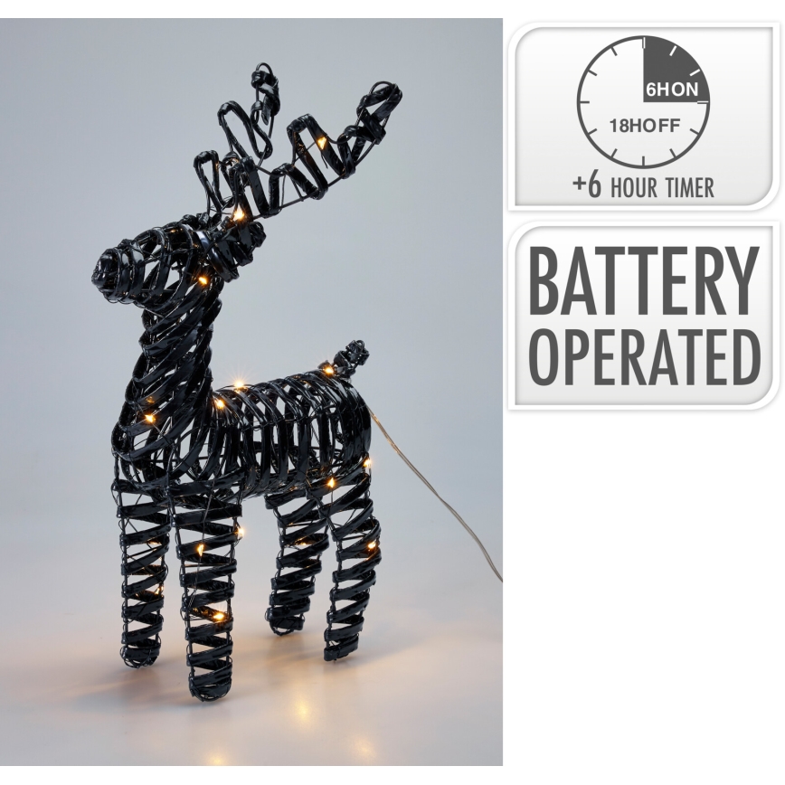 LED Kalėdinė dekoracija 30xLED/3xAA 37 cm šiltai balta elnias/juodas