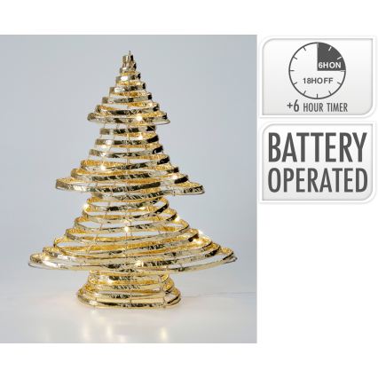 LED kalėdinė dekoracija 30xLED/3xAA 40 cm šiltai balta eglutė/auksinė