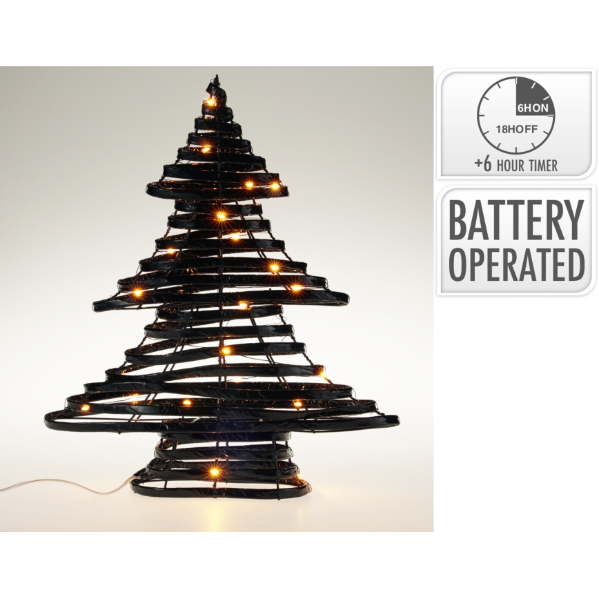 LED Kalėdinė dekoracija 30xLED/3xAA 40 cm šiltai balta eglutė/juoda