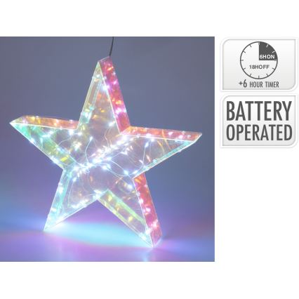 LED kalėdinė dekoracija 50xLED/3xAA 40 cm šiltai balta žvaigždė