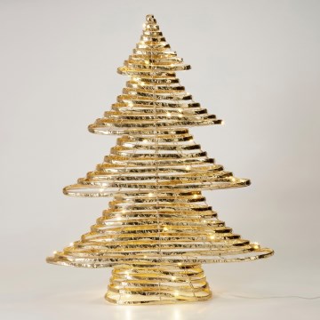 LED Kalėdinė dekoracija 60xLED/3xAA 60 cm šiltai balta eglutė/auksinė