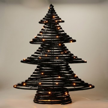 LED Kalėdinė dekoracija 60xLED/3xAA 60 cm šiltai balta eglutė/juoda
