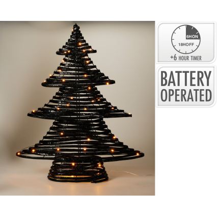 LED Kalėdinė dekoracija 60xLED/3xAA 60 cm šiltai balta eglutė/juoda