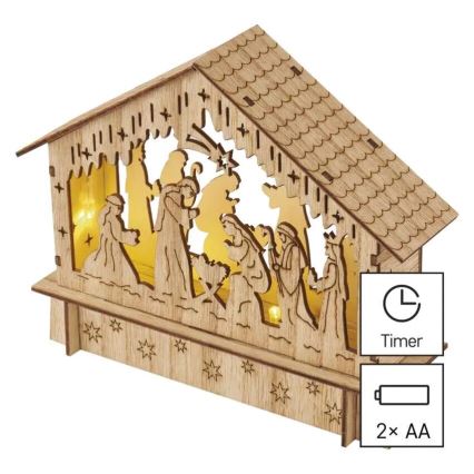 LED kalėdinė dekoracija 6xLED/2xAA gimimo scena