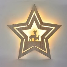 LED Kalėdinė dekoracija LED/2xAA žvaigždės mediena
