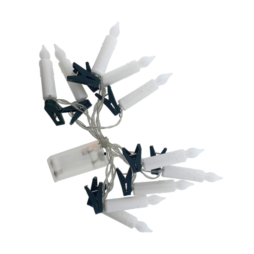 LED kalėdinė dekoratyvinė girlianda 10xLED/2xAA 1,65 m šiltai baltos žvakutės