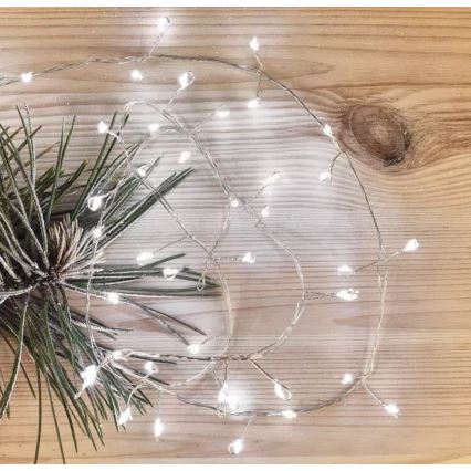 LED Kalėdinė girlianda 100xLED/3xAA 2,7 m šaltai balta