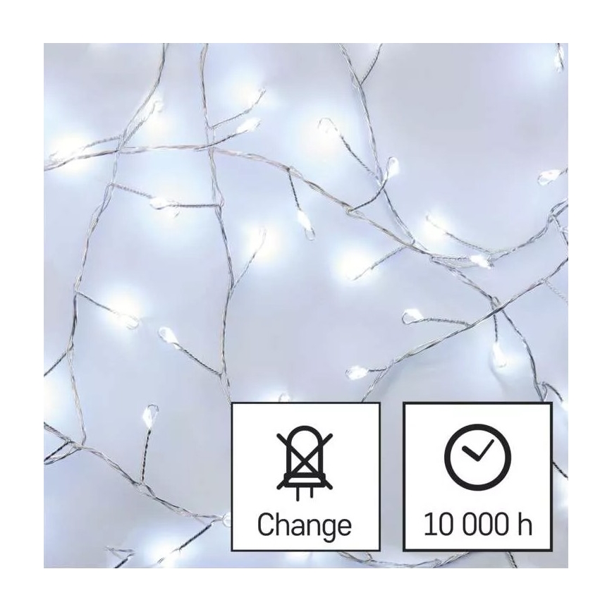 LED Kalėdinė girlianda 100xLED/3xAA 2,7 m šaltai balta