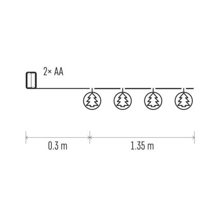 LED Kalėdinė girlianda 10xLED/1,65m