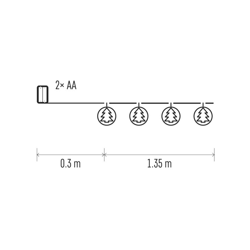 LED Kalėdinė girlianda 10xLED/1,65m