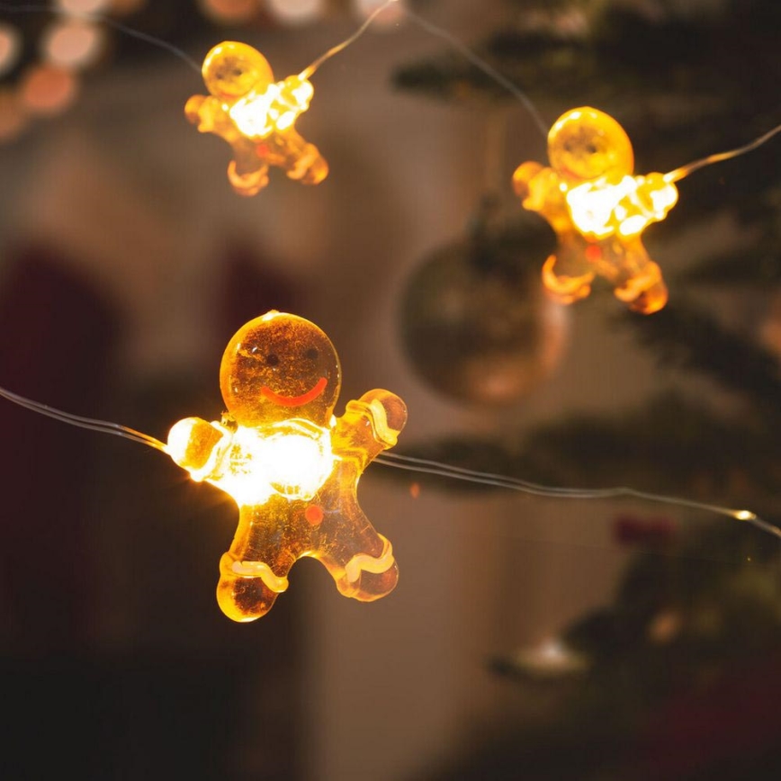 LED Kalėdinė girlianda 10xLED/2xAA 1,2m šiltai balta
