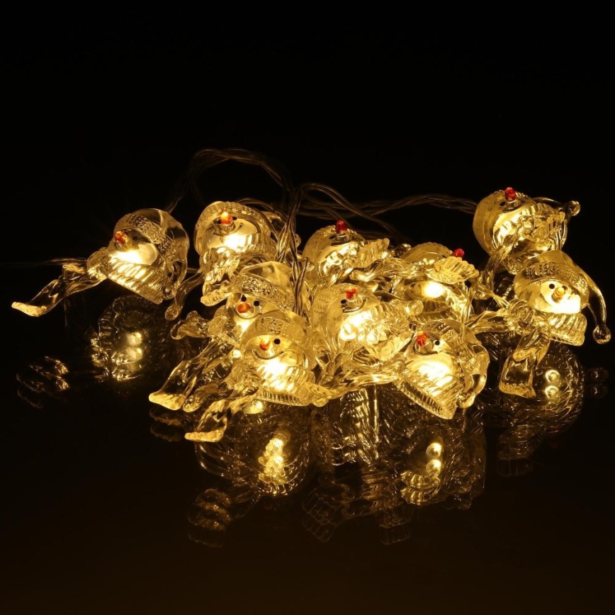 LED Kalėdinė girlianda 10xLED/2xAA/šilta balta 1,65m sniego senis
