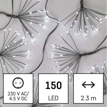 LED Kalėdinė girlianda 150xLED/5,35m šaltai balta