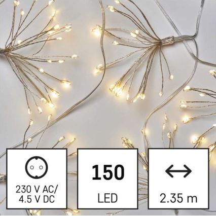 LED Kalėdinė girlianda 150xLED/5,35m šiltai balta