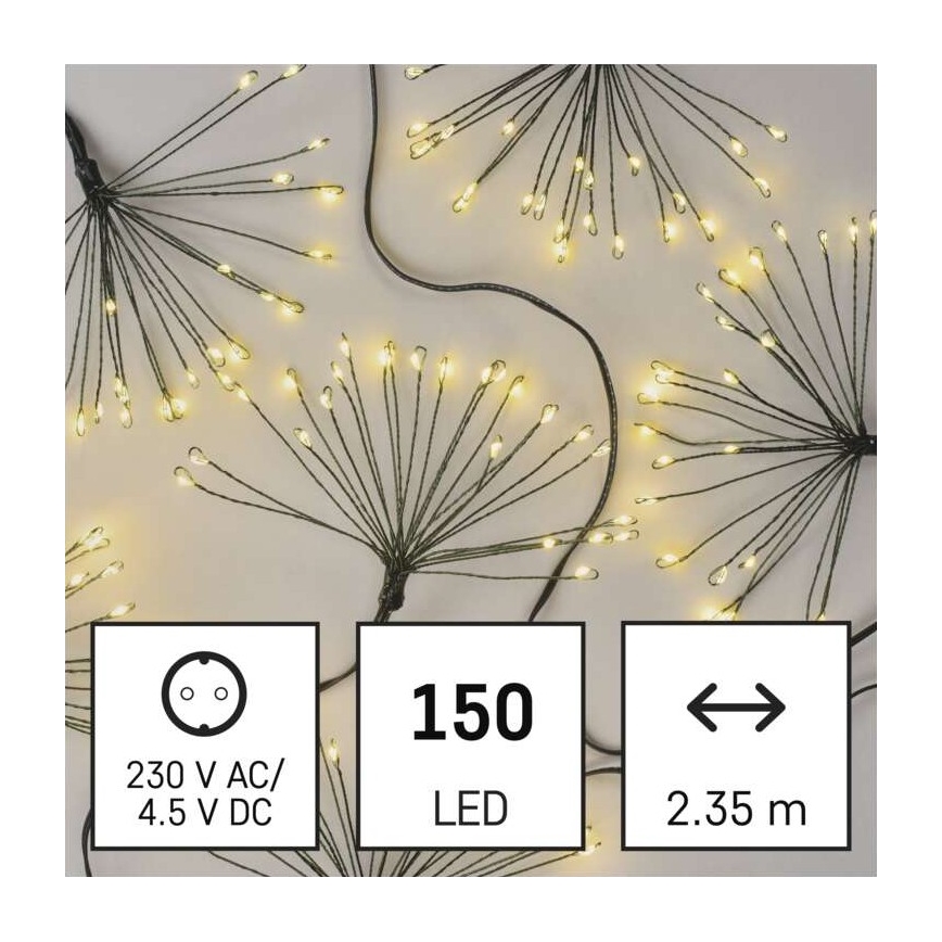 LED Kalėdinė girlianda 150xLED/5,35m šiltai balta