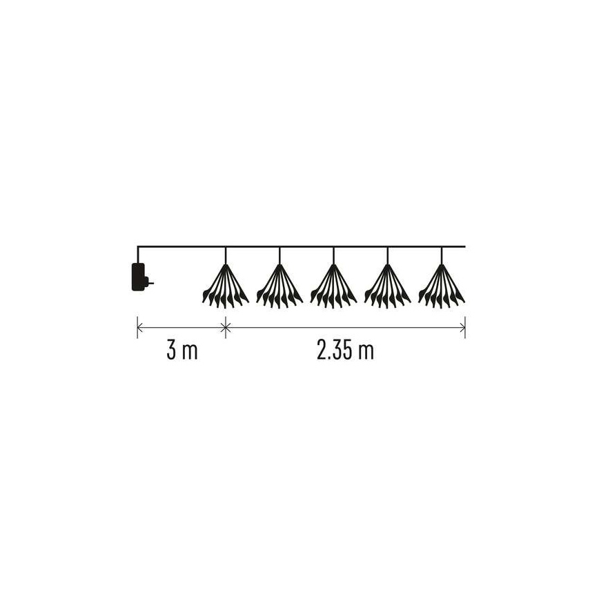 LED Kalėdinė girlianda 150xLED/5,35m šiltai balta