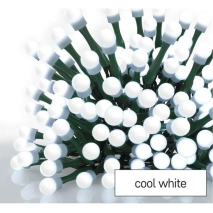 LED Kalėdinė girlianda 200xLED/8 funkcijų 20m IP44 šaltai balta