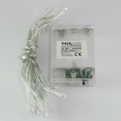 LED Kalėdinė girlianda 20xLED/2 funkcijos 2,4m šaltai balta