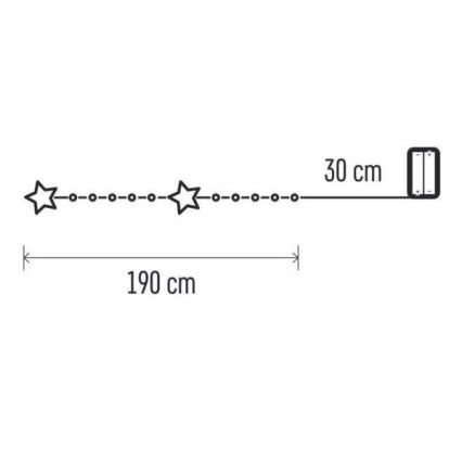 LED Kalėdinė girlianda 20xLED/2xAA 2,2 m šiltai balta