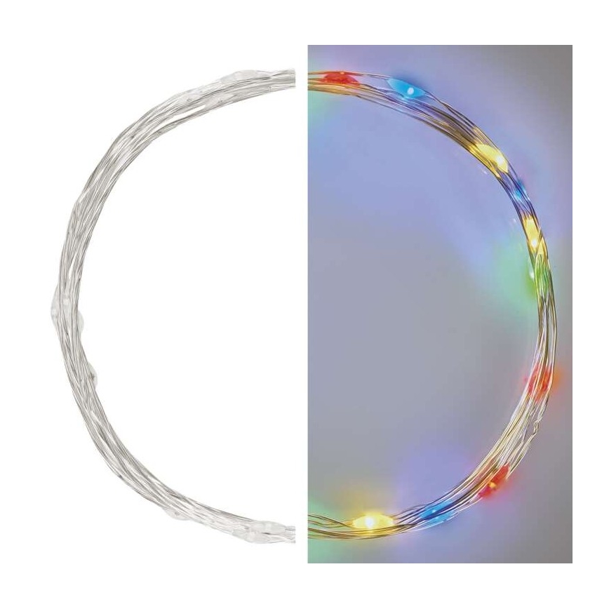 LED Kalėdinė girlianda 20xLED/2xAA 2,4 m daugiaspalvė