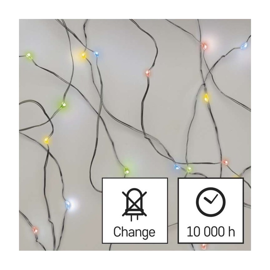 LED Kalėdinė girlianda 20xLED/2xAA 2,4 m daugiaspalvė