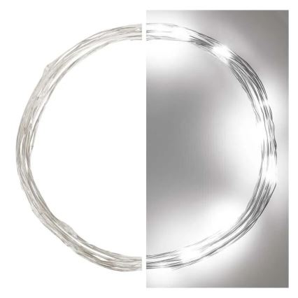 LED kalėdinė girlianda 20xLED/2xAA 2,4m šalta balta