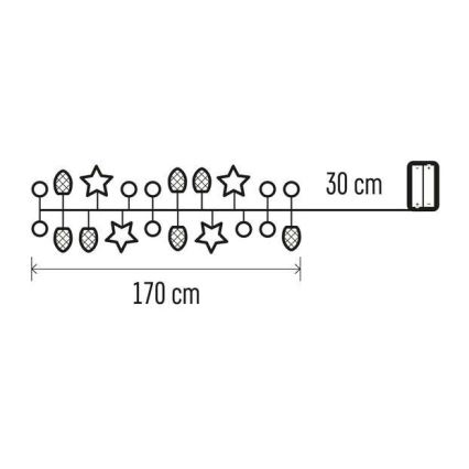 LED kalėdinė girlianda 20xLED/2xAA 2m