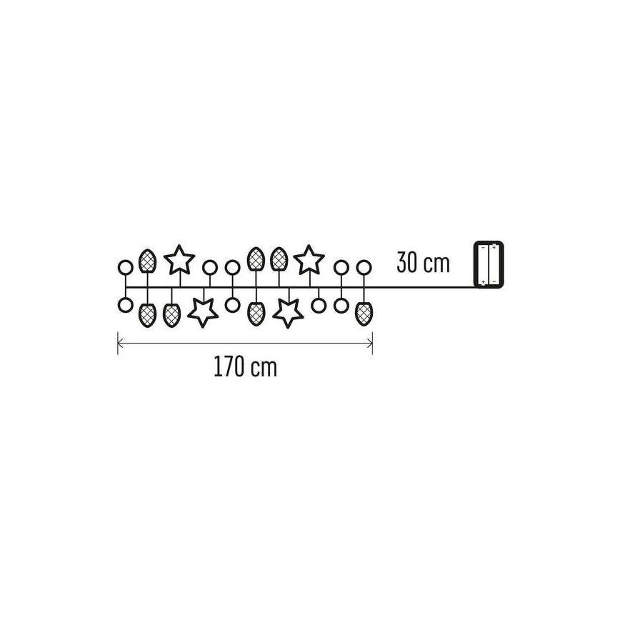 LED kalėdinė girlianda 20xLED/2xAA 2m
