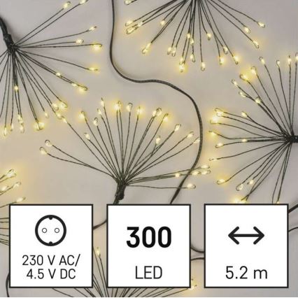LED Kalėdinė girlianda 300xLED 5,2+3 m šiltai balta