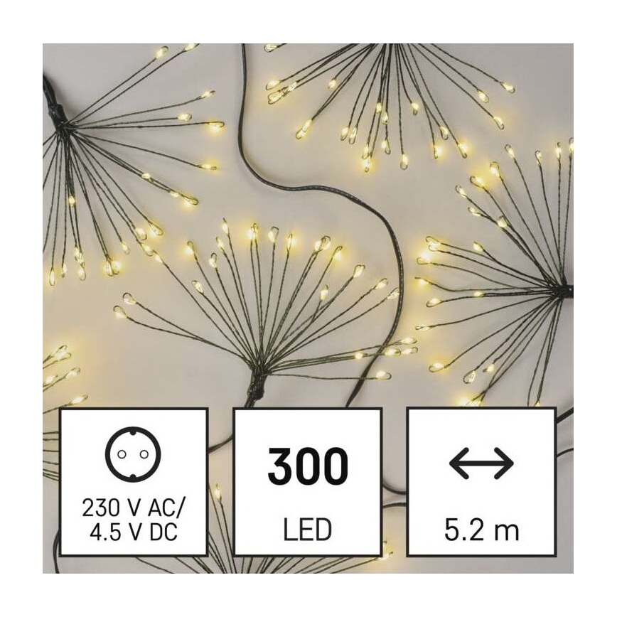 LED Kalėdinė girlianda 300xLED/8,2m šiltai balta