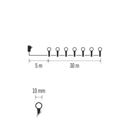 LED Kalėdinė girlianda 300xLED/8 funkcijų 35m IP44 šiltai balta
