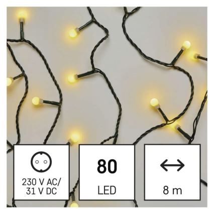LED Kalėdinė girlianda 80xLED/230V/8 funkcijų 13m IP44 šiltai balta
