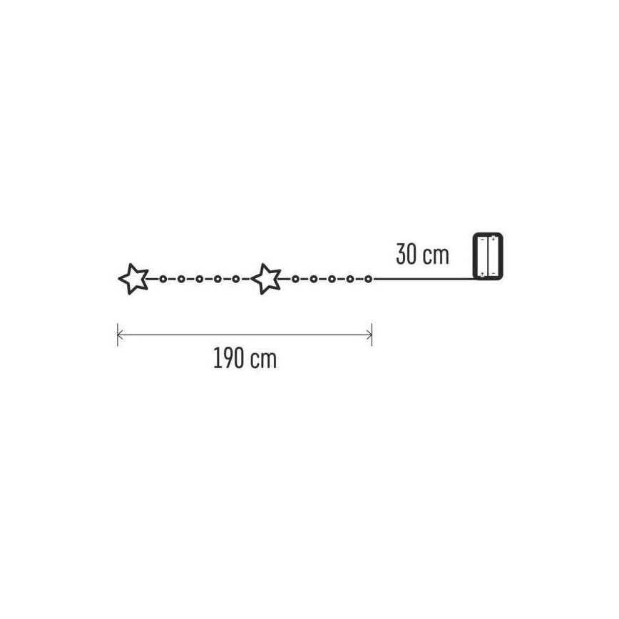 LED Kalėdinė grandinė 20xLED/2xAA 2,2 m šiltai balta