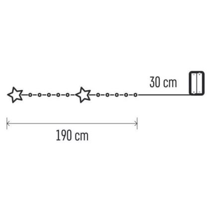 LED Kalėdinė grandinė 20xLED/2xAA 2,2 m šiltai balta
