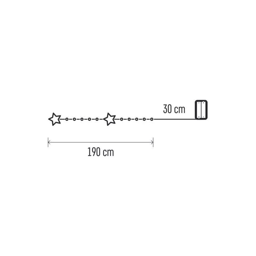 LED Kalėdinė grandinė 20xLED/2xAA 2,2 m šiltai balta
