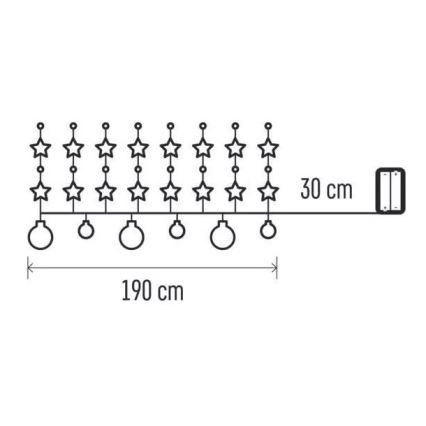 LED Kalėdinė grandinė 20xLED/2xAA 2,2 m šiltai balta