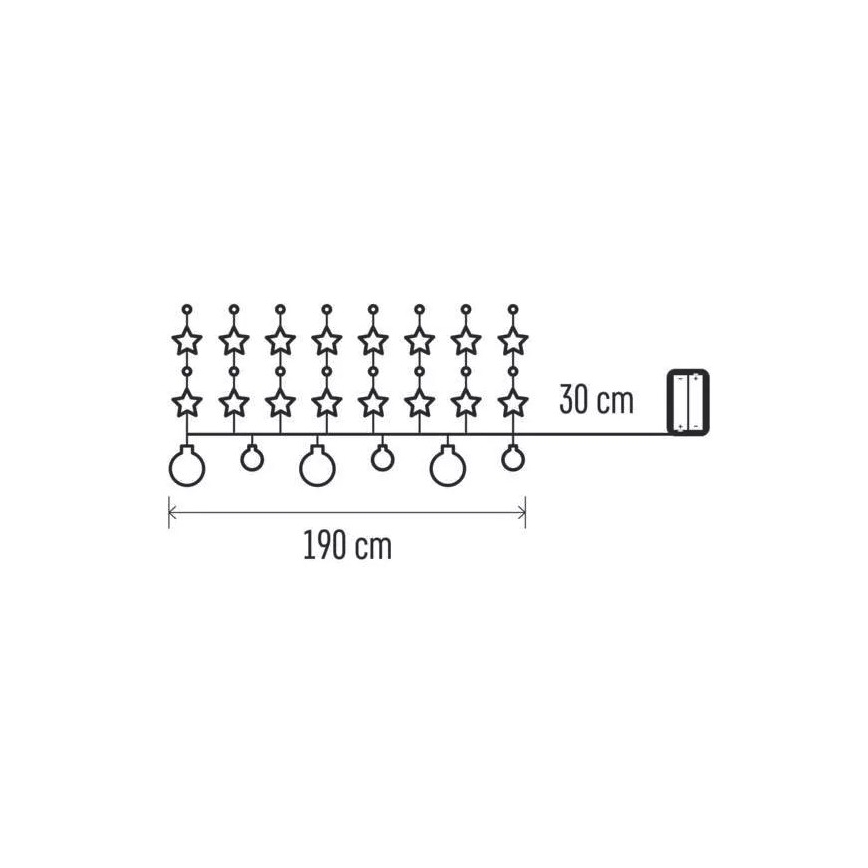 LED Kalėdinė grandinė 20xLED/2xAA 2,2 m šiltai balta