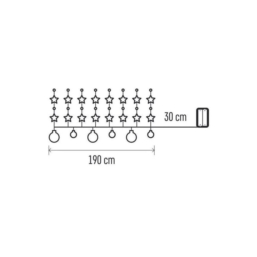 LED Kalėdinė grandinė 20xLED/2xAA 2,2 m šiltai balta