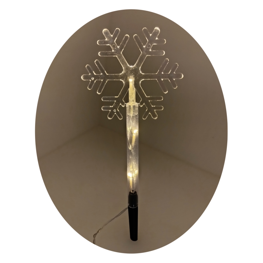 LED Kalėdinė lauko dekoracija 3xLED/2xAA IP44 šiltai baltos spalvos snaigė