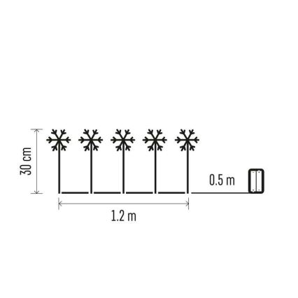 LED Kalėdinė lauko dekoracija 5xLED/3xAA IP44 snaigės