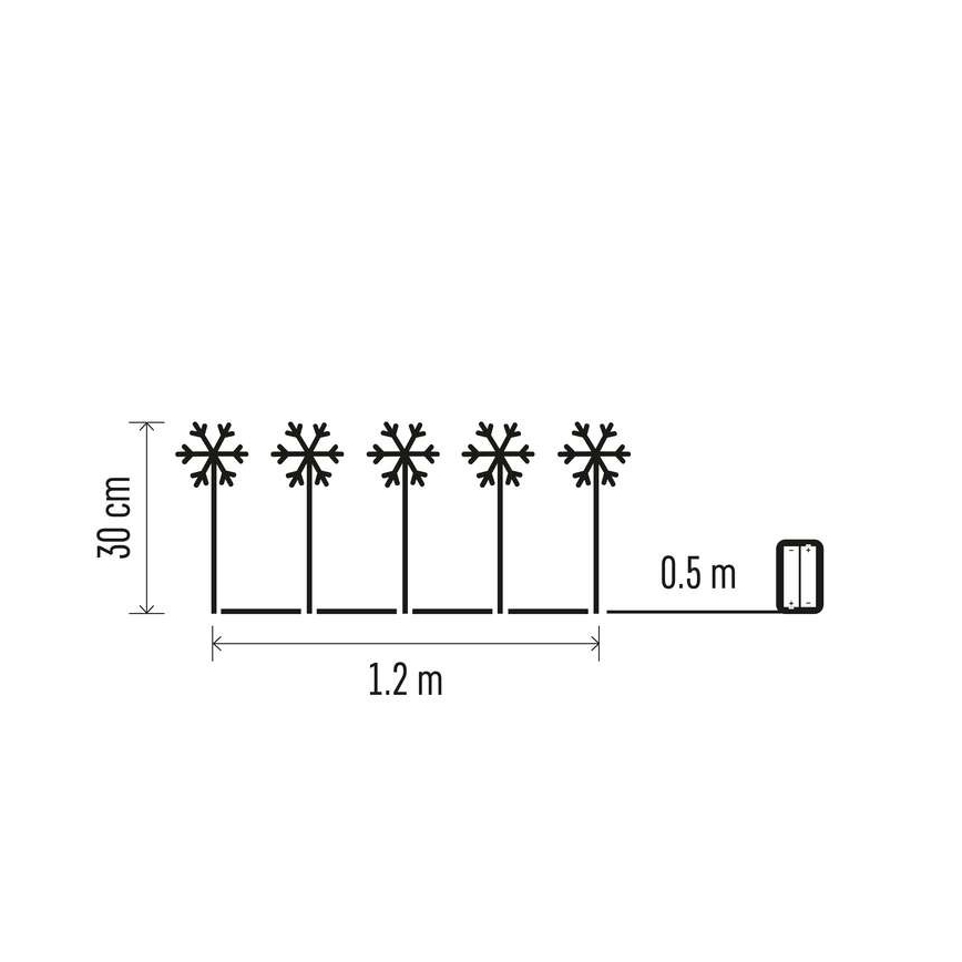 LED Kalėdinė lauko dekoracija 5xLED/3xAA IP44 snaigės