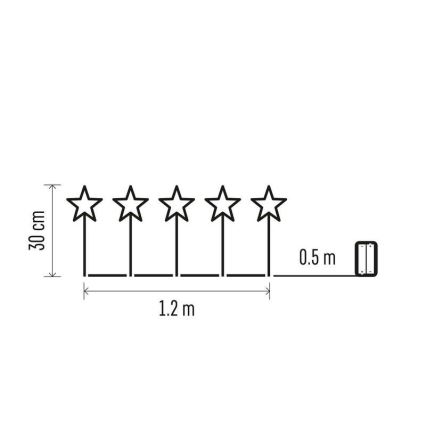 LED Kalėdinė lauko dekoracija 5xLED/3xAA IP44 žvaigždės