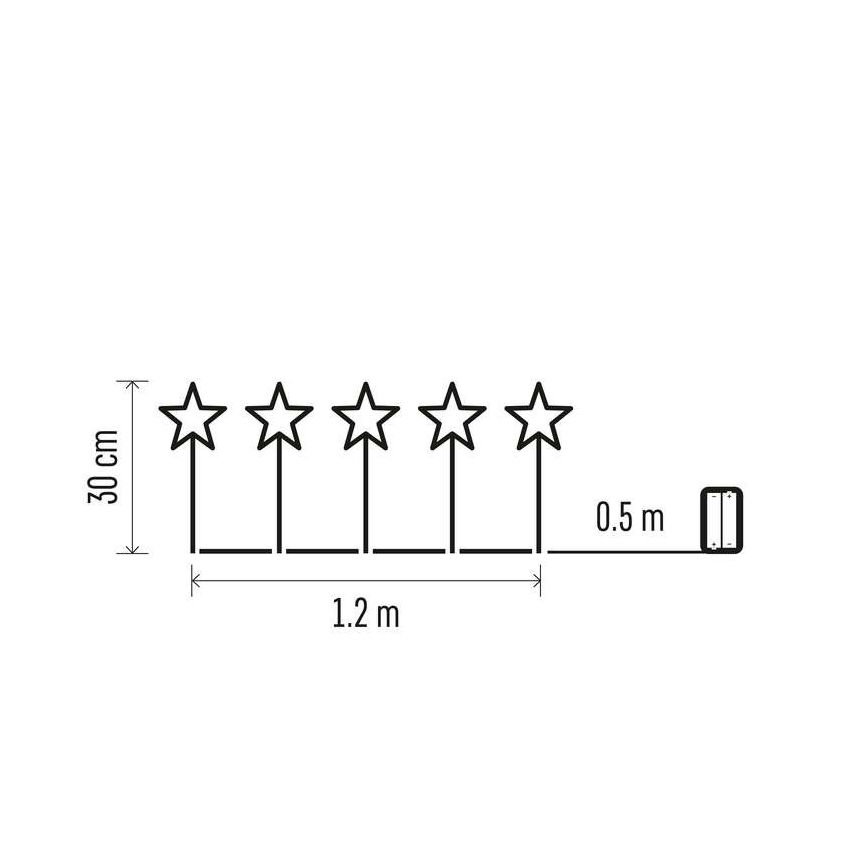 LED Kalėdinė lauko dekoracija 5xLED/3xAA IP44 žvaigždės