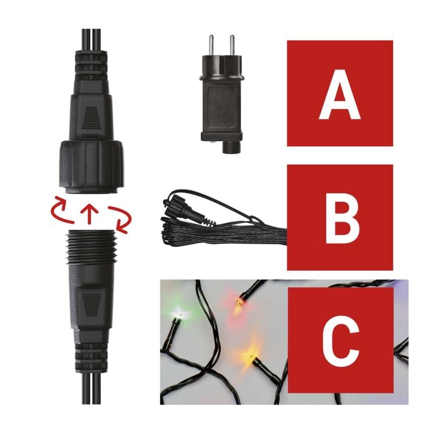 LED Kalėdinė lauko girlianda 100xLED/15m IP44 daugiaspalvė