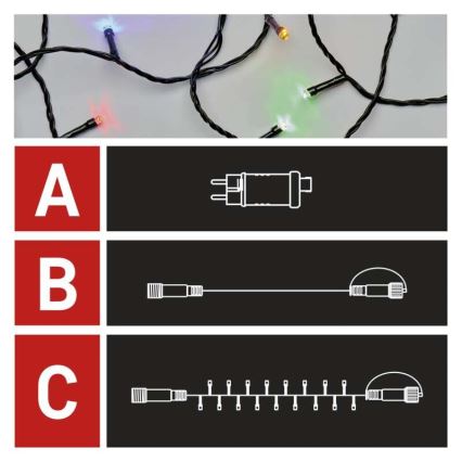 LED Kalėdinė lauko girlianda 100xLED/15m IP44 daugiaspalvė