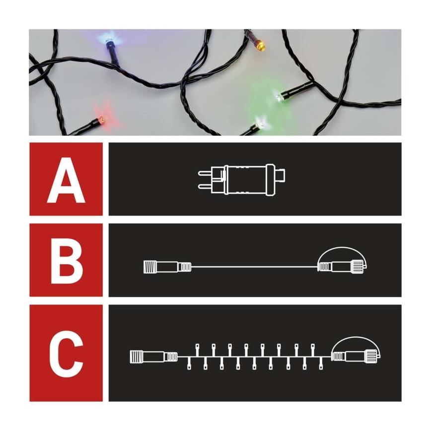LED Kalėdinė lauko girlianda 100xLED/15m IP44 daugiaspalvė