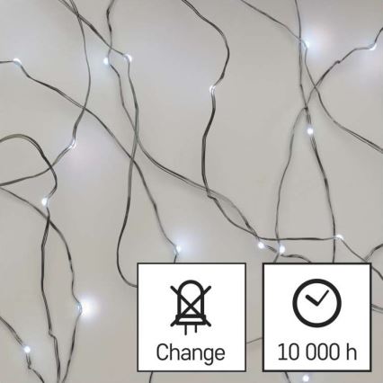 LED Kalėdinė lauko girlianda 100xLED/15m IP44 šaltai balta