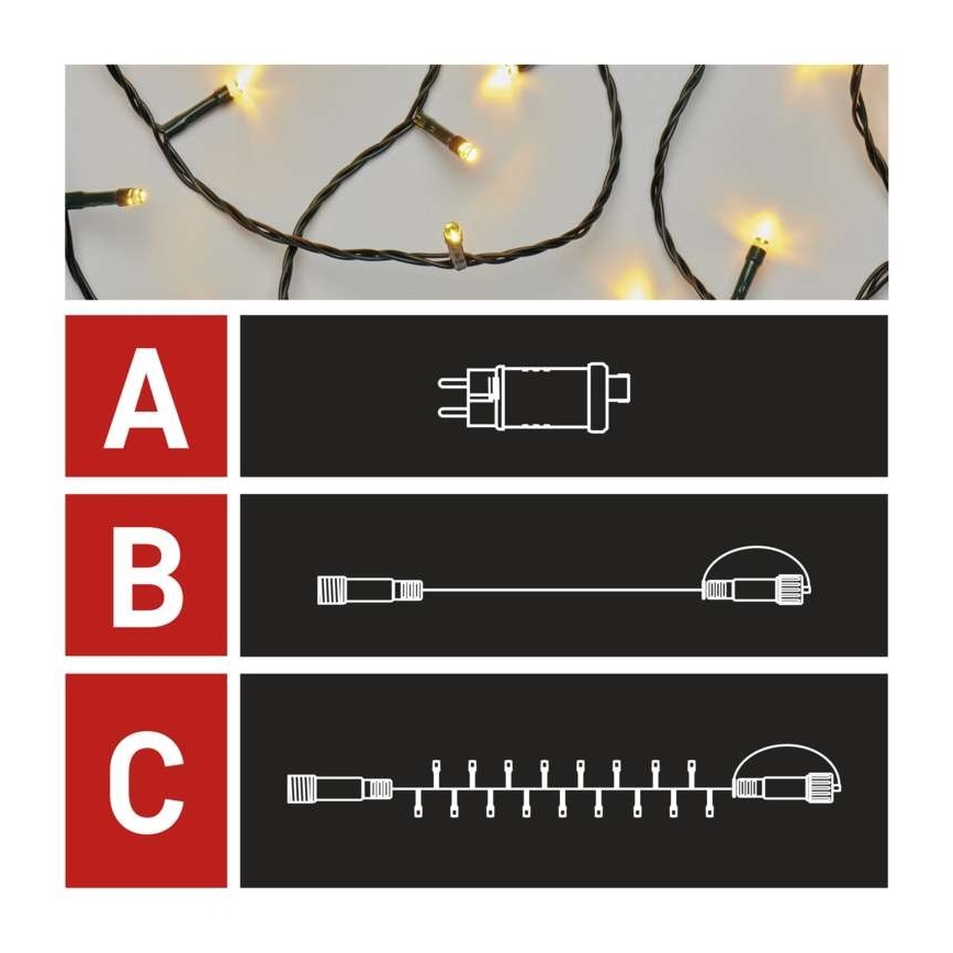 LED Kalėdinė lauko girlianda 100xLED/15m IP44 šiltai balta