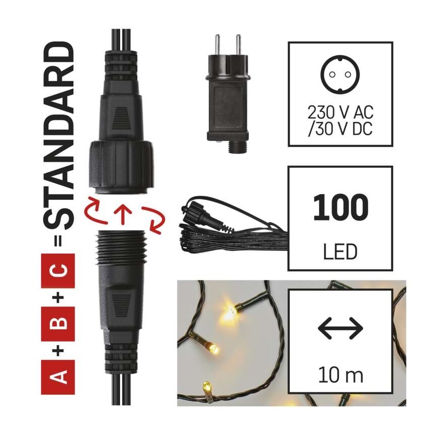 LED Kalėdinė lauko girlianda 100xLED/15m IP44 šiltai balta